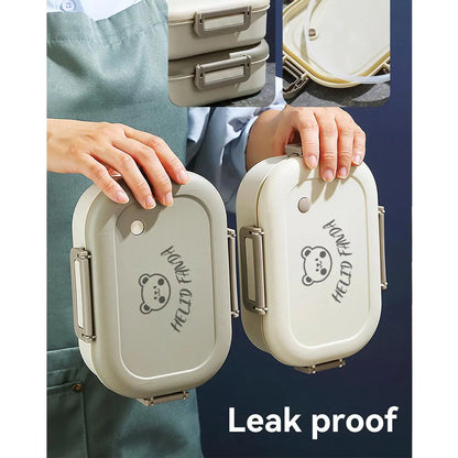 WORTHBUY Removable 3-Compartment Lunch Box 800ml Portable Plastic Bento Box Microwave School Student Kid Sealed Food Container