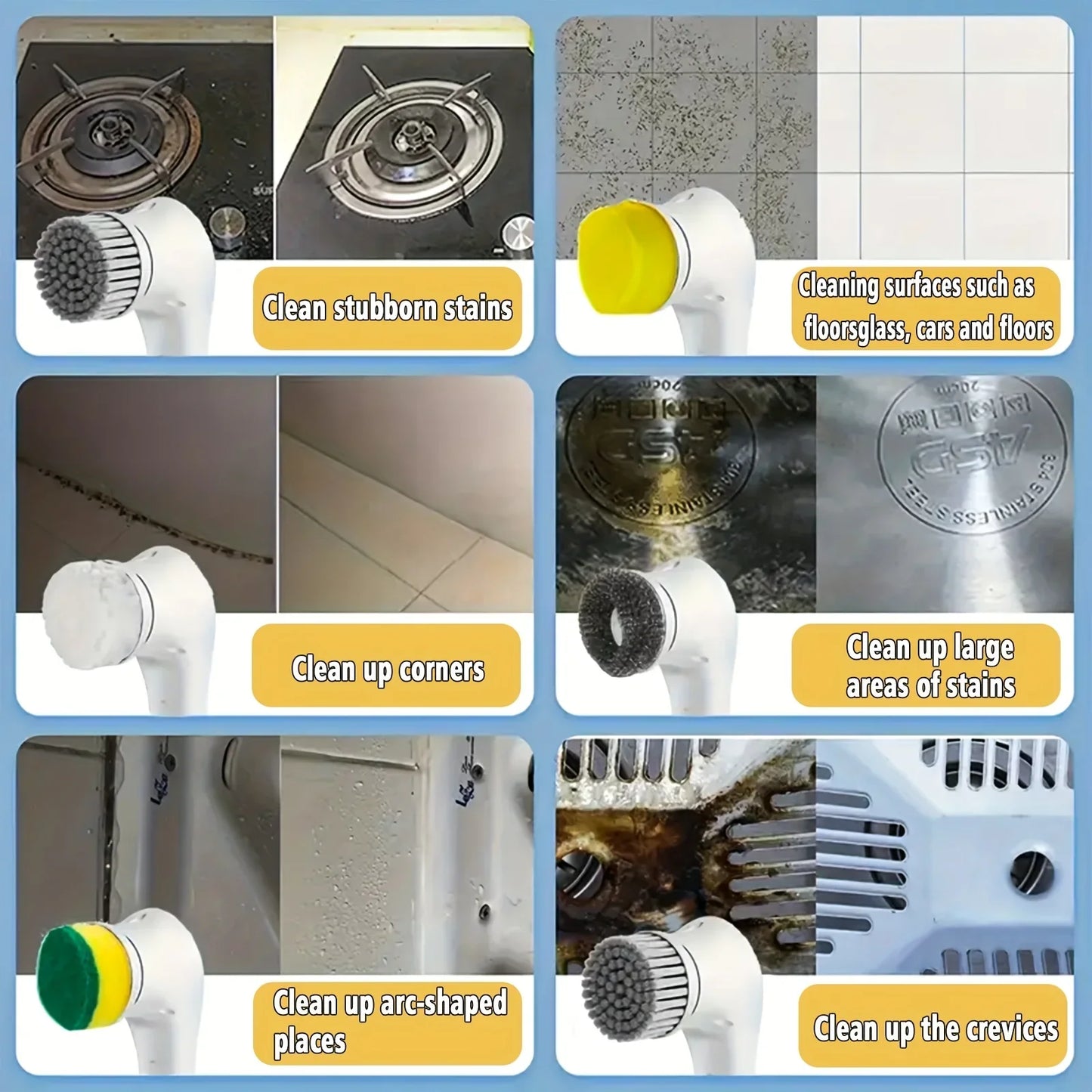 Electric Cleaning Brush – USB Rechargeable Multifunctional Scrubber for Bathroom, Kitchen & Dishes