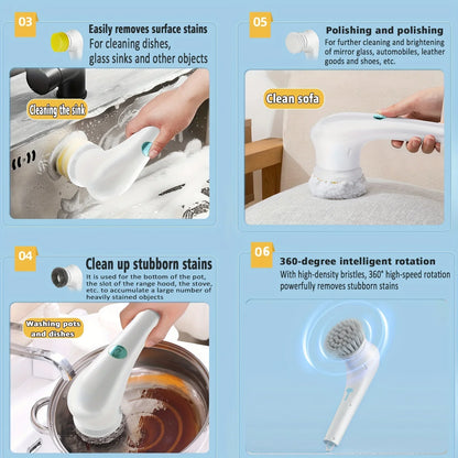 Electric Cleaning Brush – USB Rechargeable Multifunctional Scrubber for Bathroom, Kitchen & Dishes