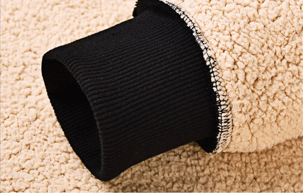 Winter Thicken Hoodies Men's Lambswool Warm Hooded Pullover Unisex Long Sleeve Sweatshirts Streetwear Unisex Casual Black Tops