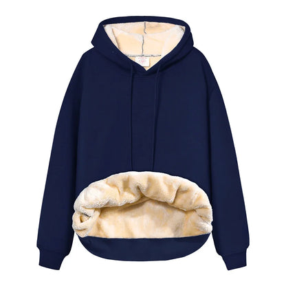 Winter Thicken Hoodies Men's Lambswool Warm Hooded Pullover Unisex Long Sleeve Sweatshirts Streetwear Unisex Casual Black Tops