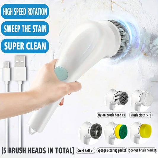 Electric Cleaning Brush – USB Rechargeable Multifunctional Scrubber for Bathroom, Kitchen & Dishes