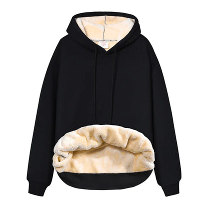 Winter Thicken Hoodies Men's Lambswool Warm Hooded Pullover Unisex Long Sleeve Sweatshirts Streetwear Unisex Casual Black Tops