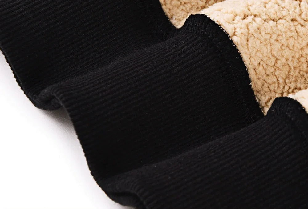 Winter Thicken Hoodies Men's Lambswool Warm Hooded Pullover Unisex Long Sleeve Sweatshirts Streetwear Unisex Casual Black Tops