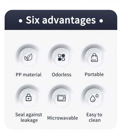 WORTHBUY Removable 3-Compartment Lunch Box 800ml Portable Plastic Bento Box Microwave School Student Kid Sealed Food Container