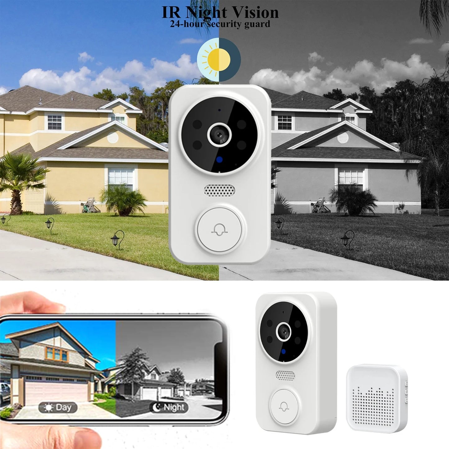 GuardianCam™ Wireless Smart Video Doorbell with HD Night Vision, WiFi & Chime