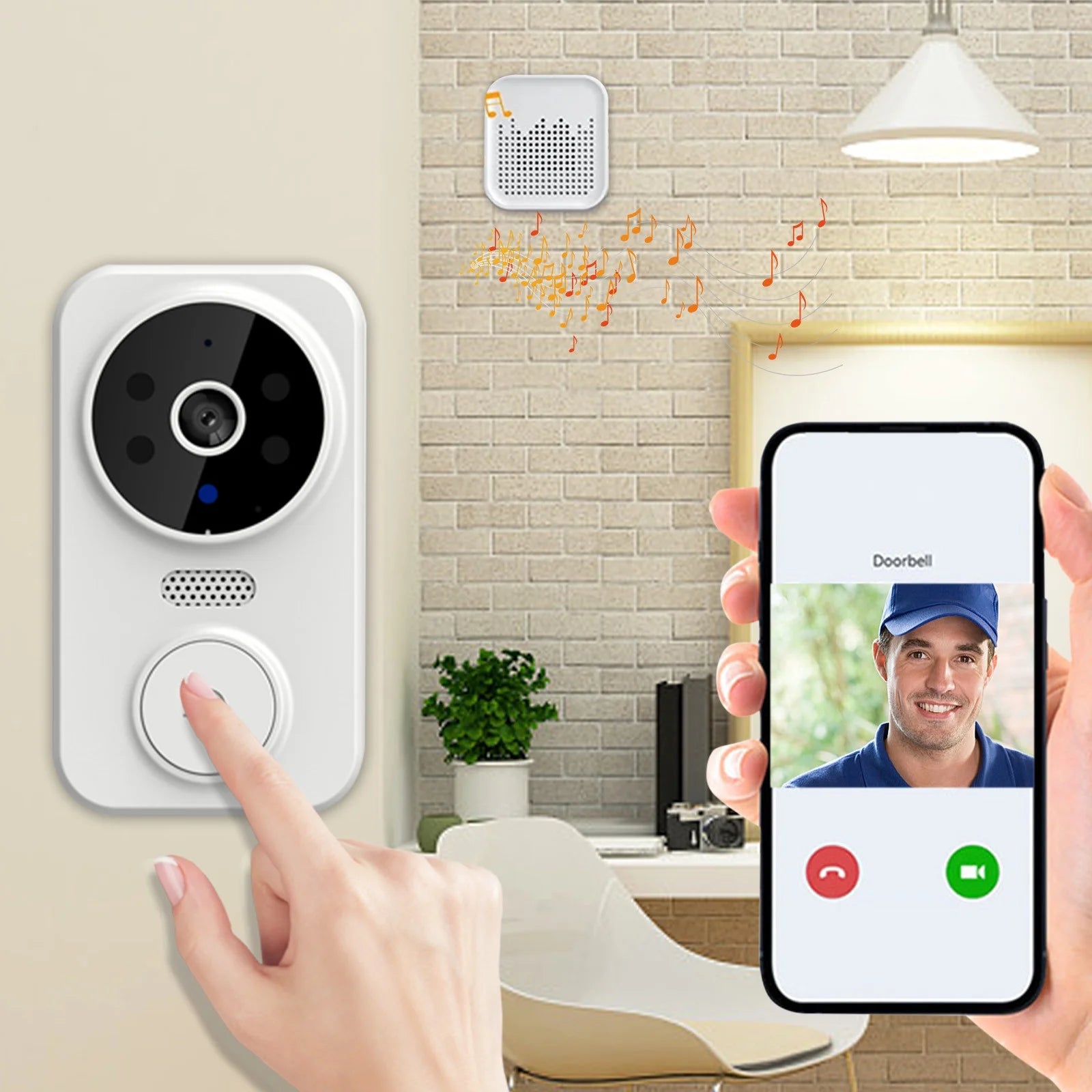 GuardianCam™ Wireless Smart Video Doorbell with HD Night Vision, WiFi & Chime