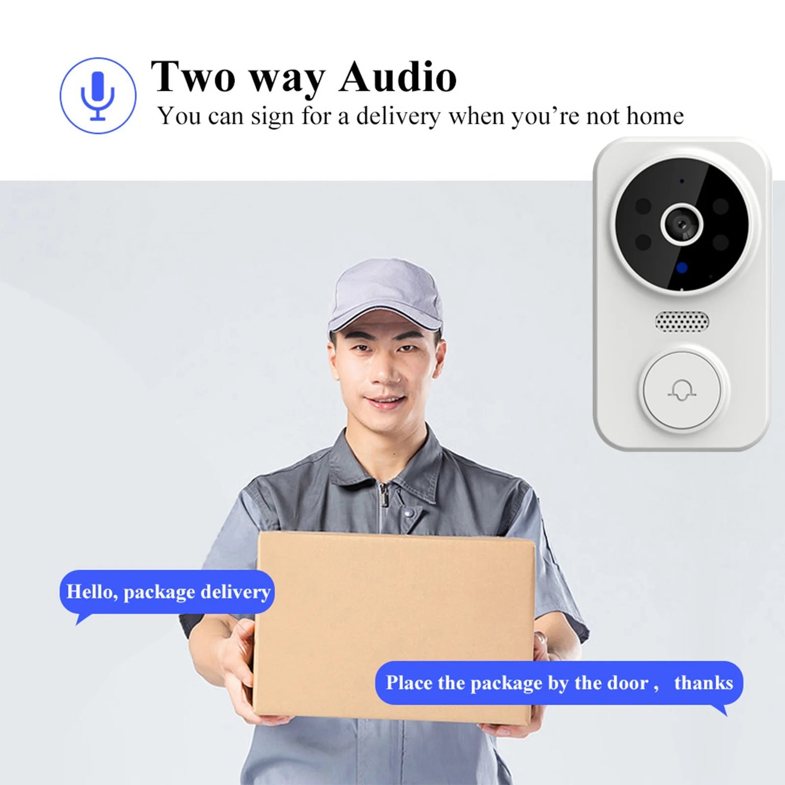 GuardianCam™ Wireless Smart Video Doorbell with HD Night Vision, WiFi & Chime