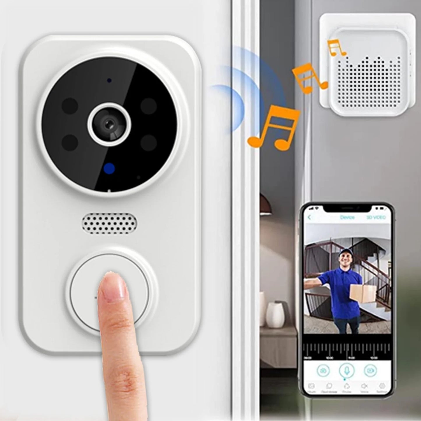 GuardianCam™ Wireless Smart Video Doorbell with HD Night Vision, WiFi & Chime